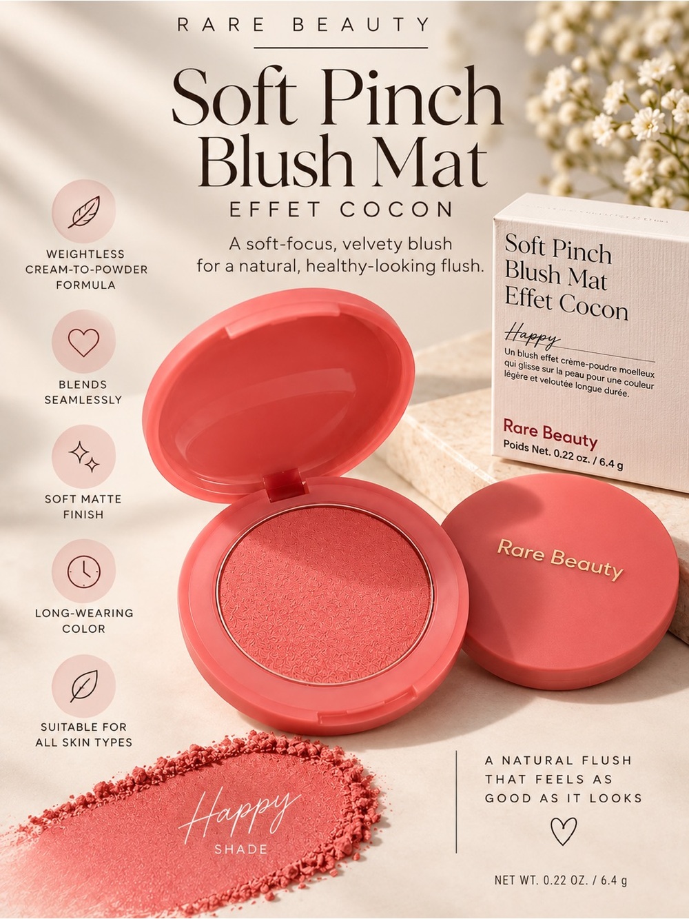 Rare Beauty Soft Pinch Matte Bouncy Blush Happy